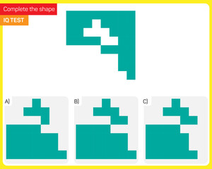 Find the Missing Piece. Shape completion questions, Find next shape