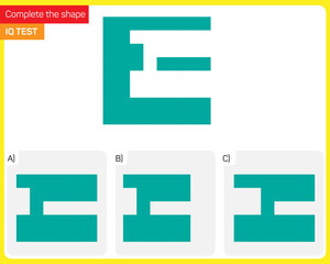 Fototapeta premium Find the Missing Piece. Shape completion questions, Find next shape