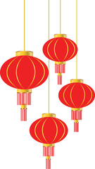 Fototapeta na wymiar Chinese traditional hanging lantern for new year, lunar festival. PNG element decoration.