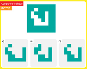 Obraz premium Find the Missing Piece. Shape completion questions, Find next shape