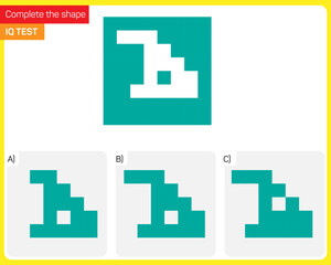 Obraz premium Find the Missing Piece. Shape completion questions, Find next shape