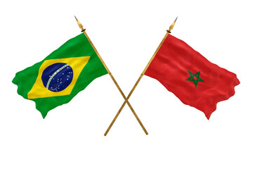 Background for designers. National Day. 3D model National flags  of People's Republic of Brazil and Morocco