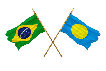 Background for designers. National Day. 3D model National flags  of People's Republic of Brazil and Palau