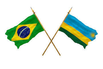 Background for designers. National Day. 3D model National flags  of People's Republic of Brazil and Rwanda