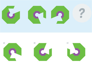 Find the Missing Piece. Shape completion questions, Find next shape