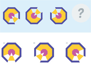 Find the Missing Piece. Shape completion questions, Find next shape