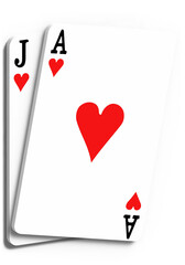 ace of hearts and J of hearts
