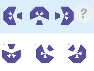 Find the Missing Piece. Shape completion questions, Find next shape