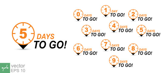 Countdown left days banner. count time sale. Nine, eight, seven, six, five, four, three, two, one, zero days left. Vector illustration. EPS 10.