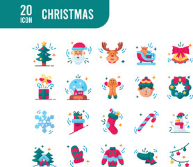 Christmas elements - flat gradient web icon set. Flat Gradient collection. Simple vector illustration.