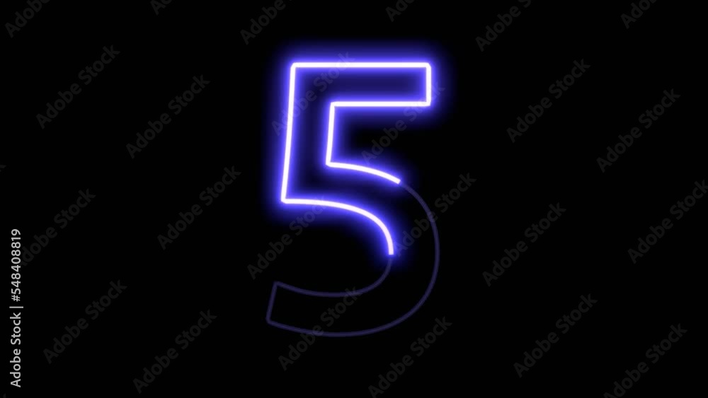Poster animated glowig font - number 5