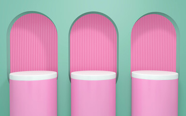 Podium and wall scene abstract background. 3D illustration, 3D rendering	
