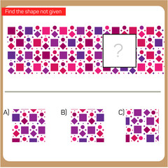 Find the Missing Piece. Shape completion questions, Find next shape