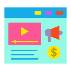 Video Marketing Flat Icon
