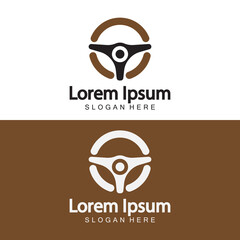 Steering wheel logo. Vector illustration.
