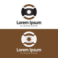 Steering wheel logo. Vector illustration.