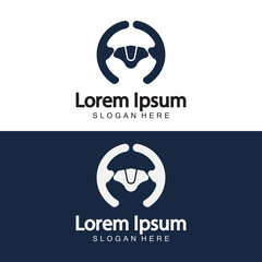 Steering wheel logo. Vector illustration.
