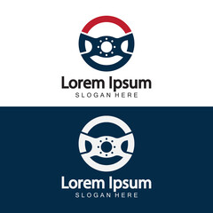 Steering wheel logo. Vector illustration.
