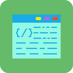 Web Coding Multicolor Round Corner Flat Icon