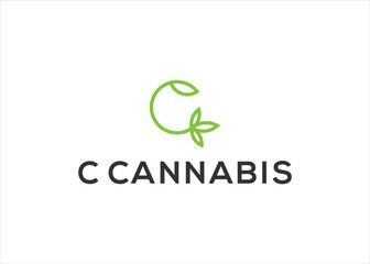 letter c cannabis logo design vector