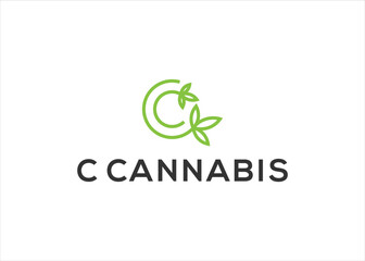 letter c cannabis logo design vector