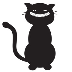 Sitting black cat with a smile