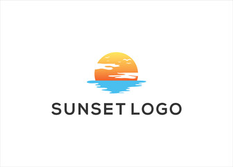 Sunset logo design vector template