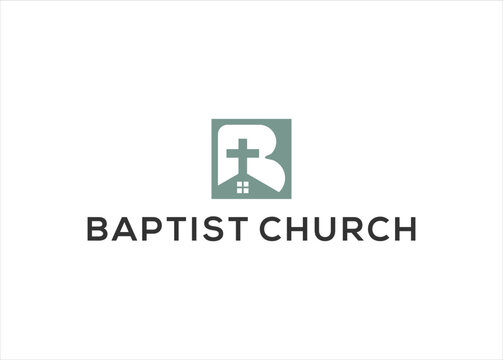 b baptist church logo design vector