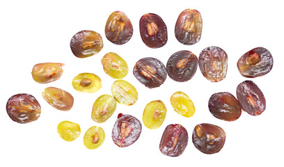 Cut grape isolated on white background.
