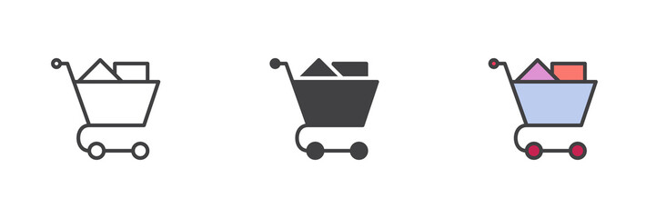 Shopping cart with boxes different style icon set © alekseyvanin