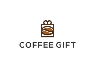 coffee bean with gift logo design vector