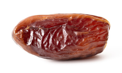 One dried date isolated on white background.