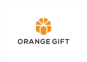 orange gift logo design vector