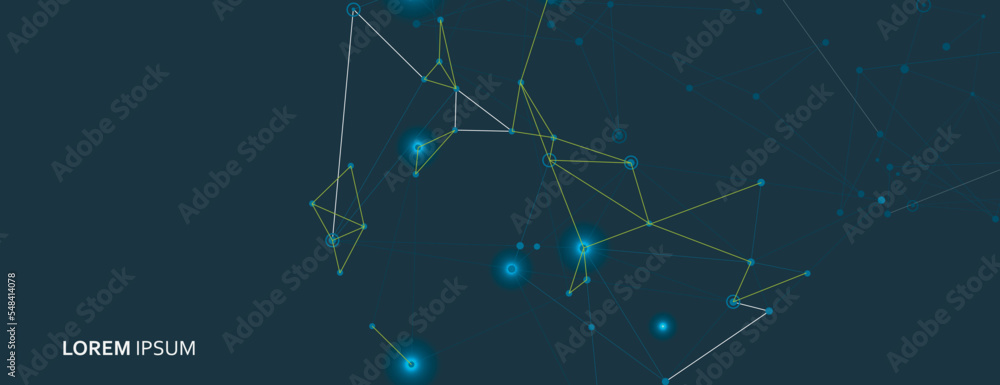 Poster vector digital connect lines on blue background. abstract technology design