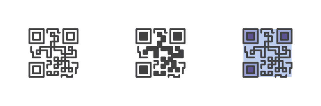 QR code different style icon set
