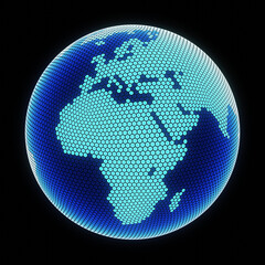 ハニカム状の地球の3DCGイラスト　アフリカ　ヨーロッパ