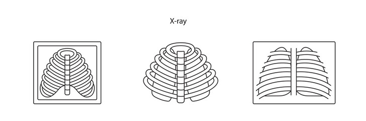 X-ray examination line icon in vector, illustration for medical clinic.