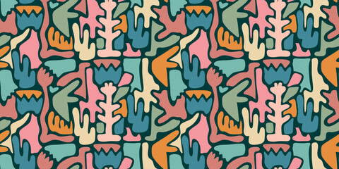 abstract nature  backgrounds in pastel colors on a dark background, suitable for banner, poster, flyer, social media post or stories, template, cover, etc. Modern tropical style organic doodles.