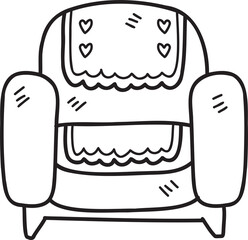 Hand Drawn Armchairs and blankets with heart prints illustration