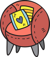 Hand Drawn Armchair and heart pillow illustration