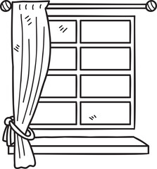 Hand Drawn window with curtains illustration