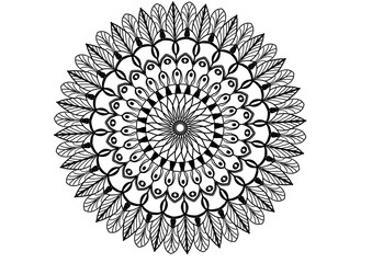 Flower Mandala. Vintage decorative elements. Oriental pattern. Black and white