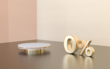 display mockup 0 percent 3d gold