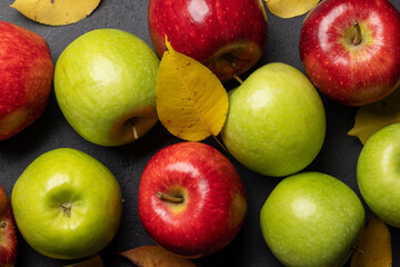 Red and green garden apples