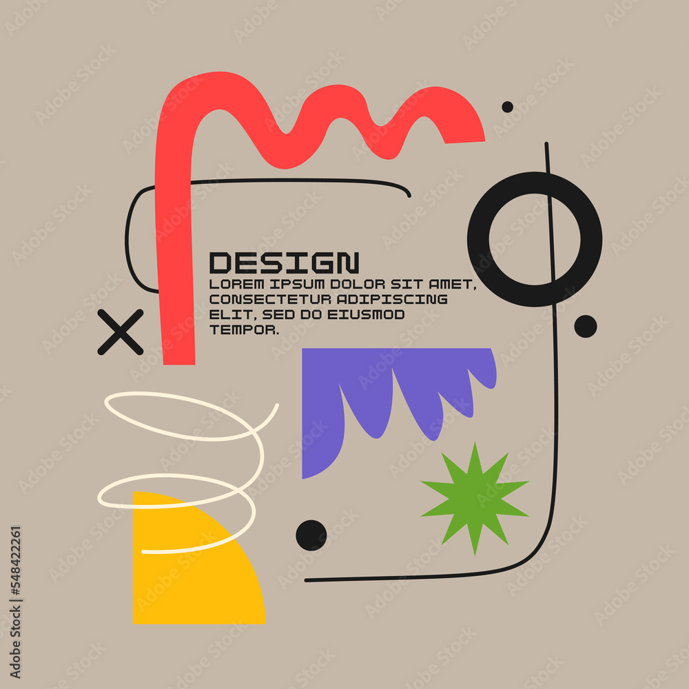 Poster modern geometric composition of various shapes. illustration for design. abstract background in the 