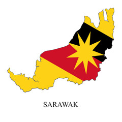 Sarawak map vector illustration. Malaysian city. State in Malaysia. Borneo