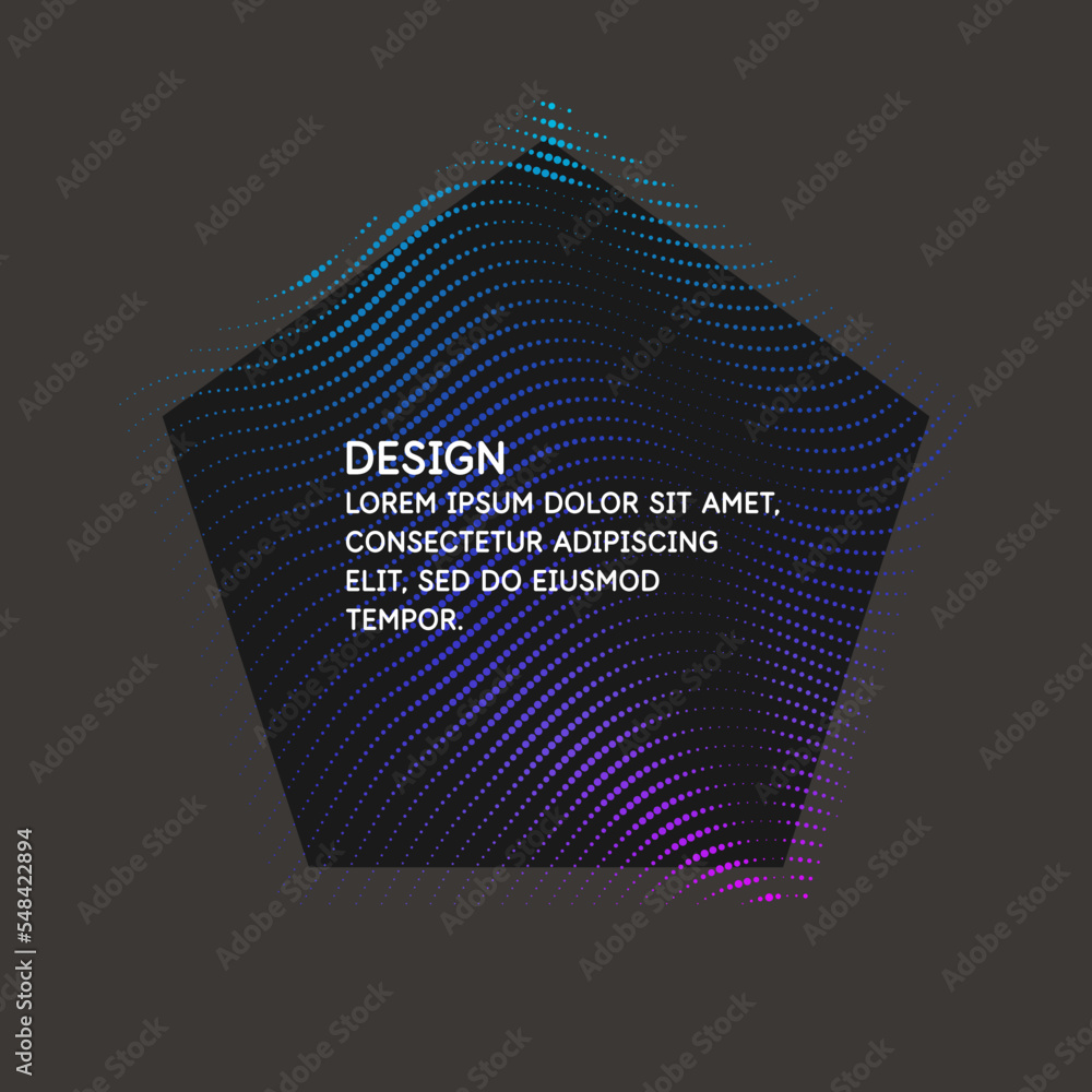 Poster vector abstract background with dynamic waves, line and particles.