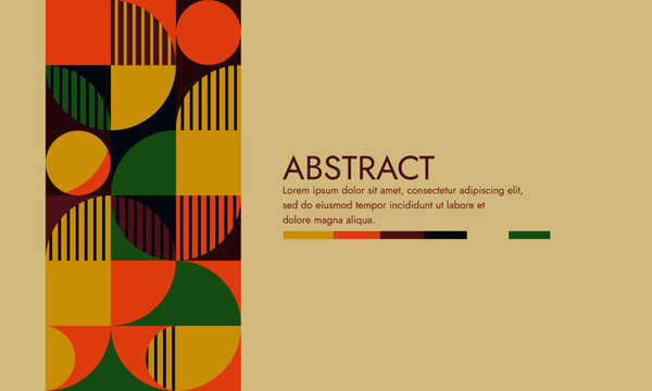 retro bauhaus style blank certificate background. abstract swiss geometric pattern lines square circles