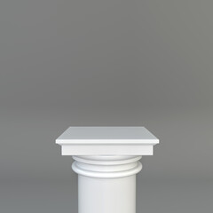 white antic column on a grey background as an empty podium