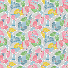 Japanese Colorful Pretty Flying Butterfly Vector Seamless Pattern